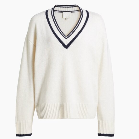 Reformation Jadey Cashmere Oversized V-neck Sweater Size Small NWT - Picture 2 of 8